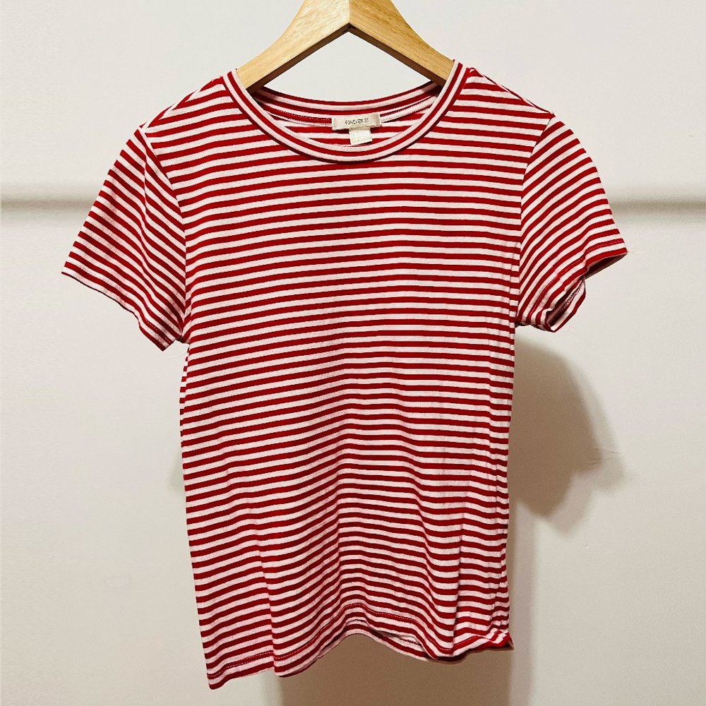 Red and White Striped T-shirt Size S